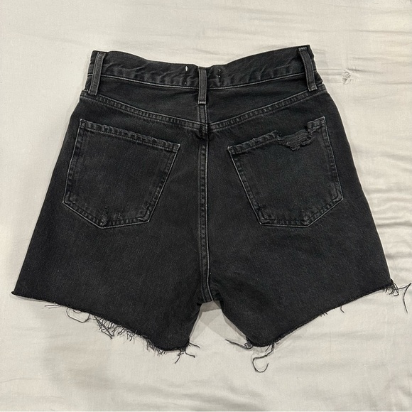 Agolde Black Distressed Denim Jean Shorts - Picture 7 of 7